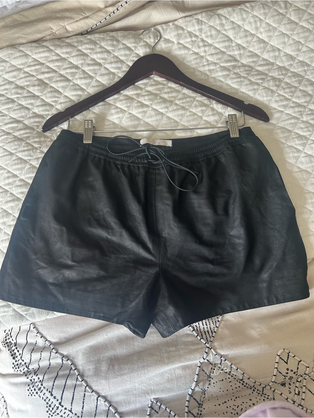 Alexander Wang Lambskin Leather Drawstring shorts
